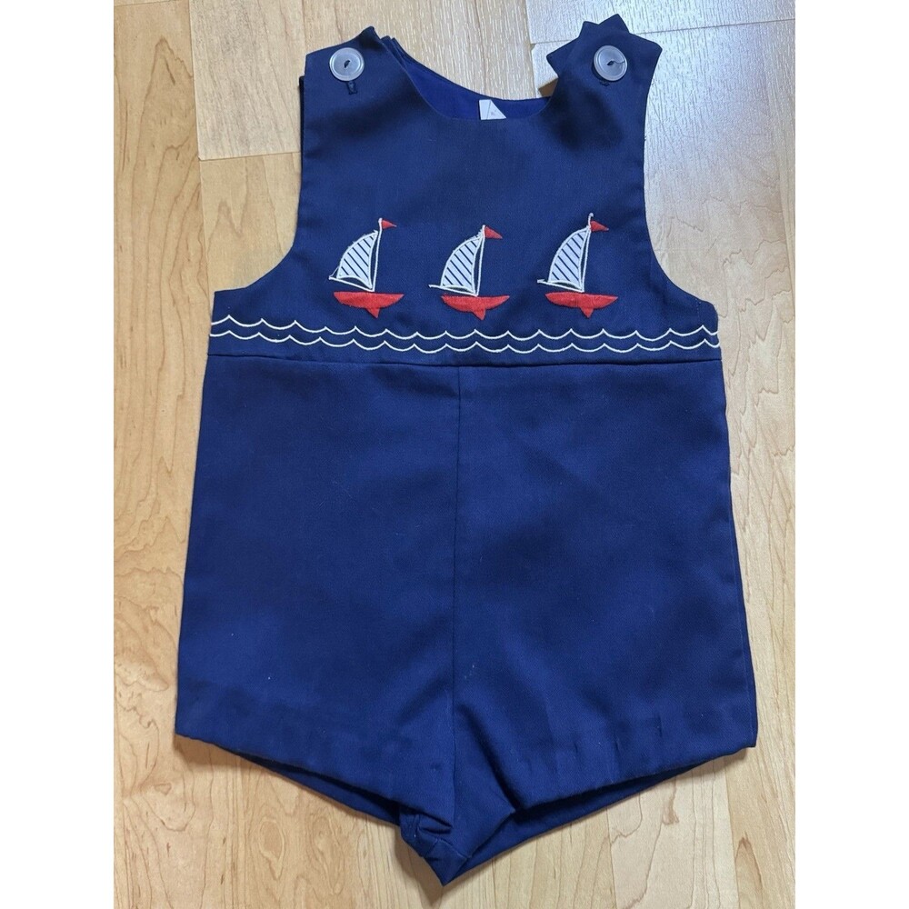 Vintage 90s Baby Togs Inc. Baby Boy's Blue Sailboat Romper Size 3T